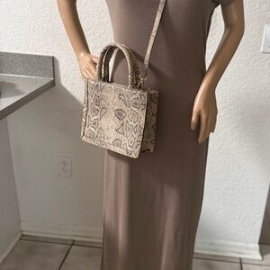Elegant Snake Print Handbag
